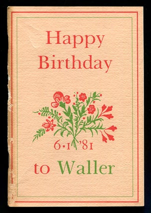 Item #575493 A Salute to Clifton Waller Barrett on His Eightieth from Friends and Admirers
