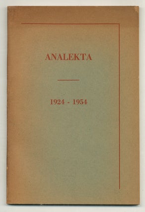 Item #575551 Analekta 1924-1954. An Anthology of Amherst Undergraduate Writing