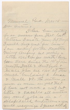 Item #575974 Circa 1876 Miner’s Letter from Mineral Park, Arizona