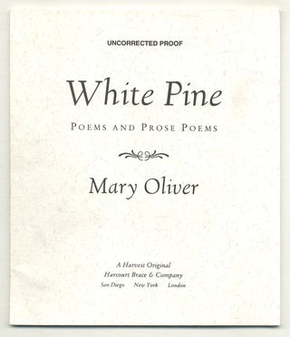 Item #577189 White Pine: Poems and Prose Poems. Mary OLIVER