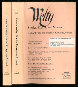 Item #577199 Eudora Welty: Stories, Essays & Memoir (Two volumes). Richard FORD, Michael Kreyling