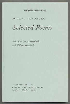 Item #579025 Carl Sandburg Selected Poems. Carl SANDBURG