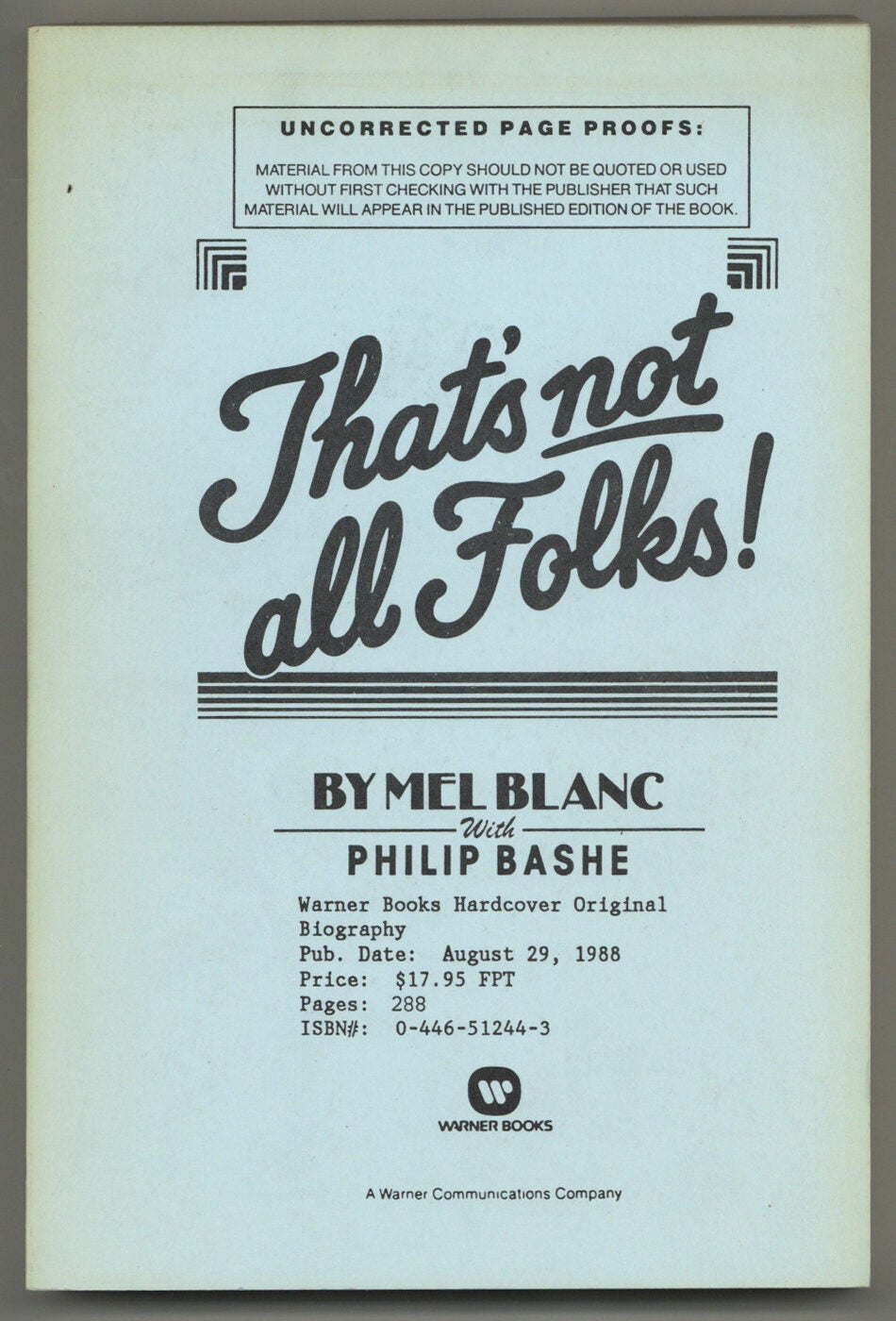 That's Not All Folks | Mel BLANC, Philip Bashe