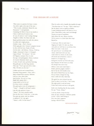 Broadside]: The Dream of a House. Reynolds PRICE.