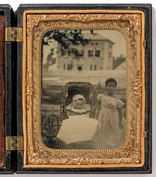 Item #580413 [Ambrotype]: Sixth Plate Outdoor Portrait of a Young Black Child with a White Baby