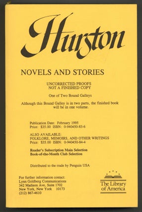 Item #580674 Novels and Stories. Zora Neale HURSTON