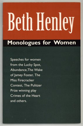 Item #580904 Monologues for Women. Beth HENLEY