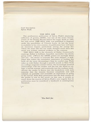 Item #581676 The Bell Jar. Sylvia PLATH