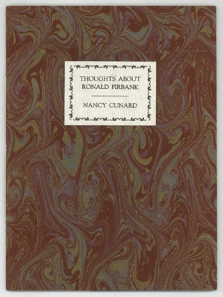 Item #581829 Thoughts About Ronald Firbank. Nancy CUNARD