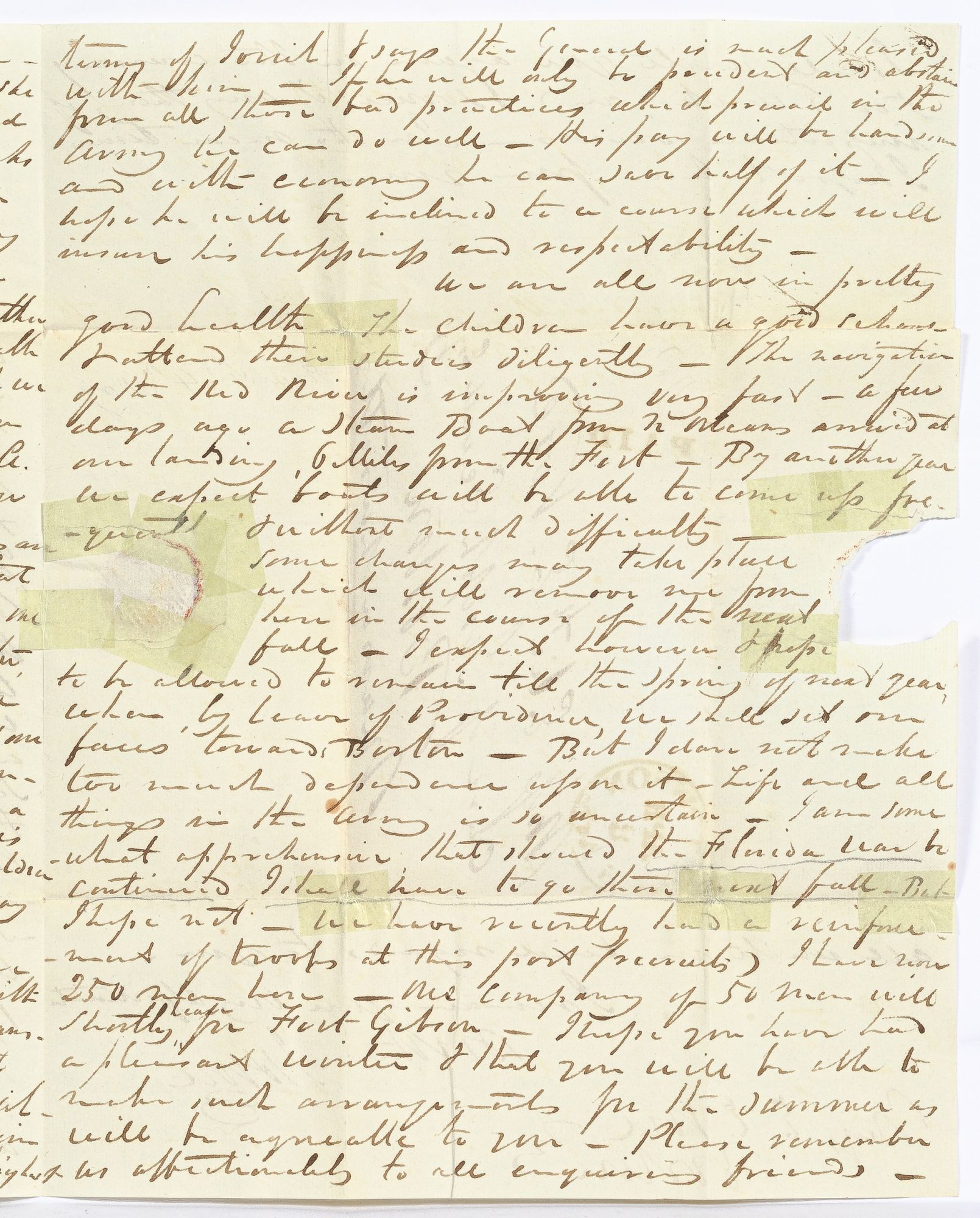 An 1838 Letter by Josiah H. Vose, Commanding Officer of Fort Towson ...