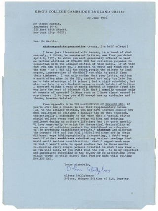 The Manuscripts of Howard's End correlated with Forster's final version by Oliver Stallybrass