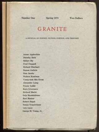 Item #586707 Granite: A Journal of Poetry, Fiction, Poetics, and Thought – Numbers One and Two,...