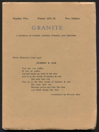 Granite: A Journal of Poetry, Fiction, Poetics, and Thought – Numbers One and Two, Spring - Winter 1971-72