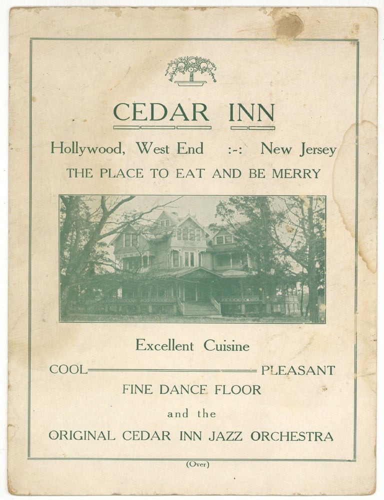 Menu : Cedar Inn. Hollywood, West End - New Jersey