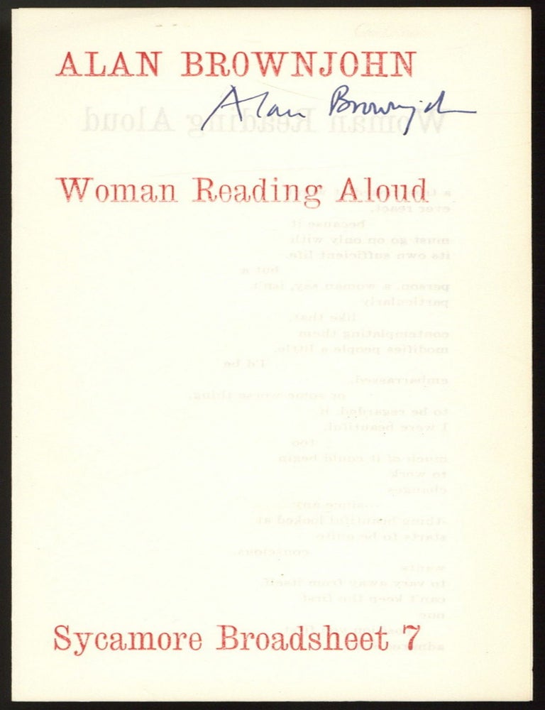 Item #591825 Woman Reading Aloud. Alan BROWNJOHN.
