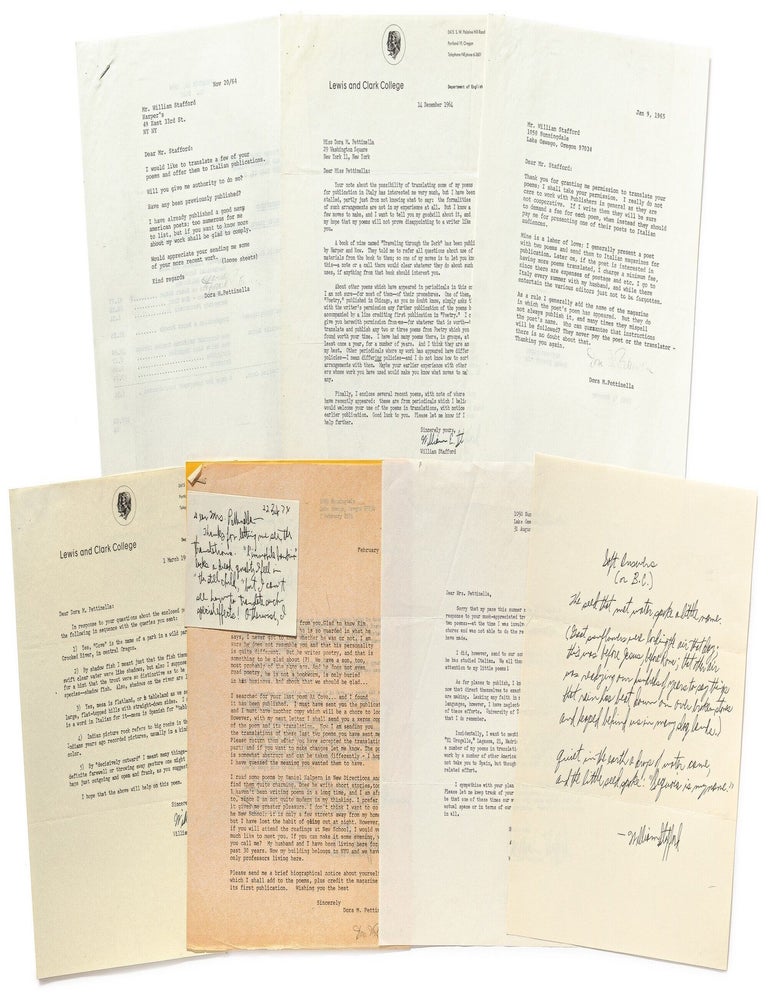 Small collection of correspondence between William Stafford and Dora Pettinella. William STAFFORD.