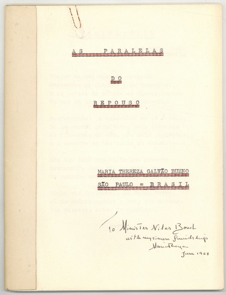 Typed Poetry Book]: As paralelas do repouso [The Parallels of Rest. Maria Thereza GALV&Atilde;O BUENO.