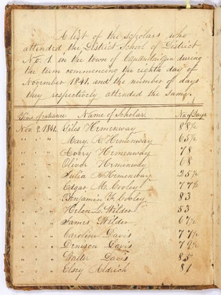 [Ledger]: "Teacher's Book District No. 1 Canandaigua Ontario County, N.Y."