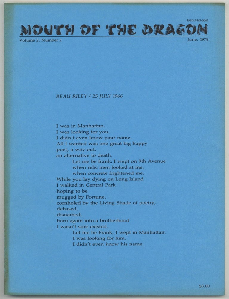 Item #598378 Mouth of the Dragon: A Poetry Journal of Male Love &ndash; Volume 2, Number 2, June, 1979. Andrew BIFROST.