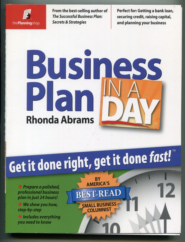Item #599540 Business Plan In a Day. Rhonda ABRAMS, Julie Vallone.