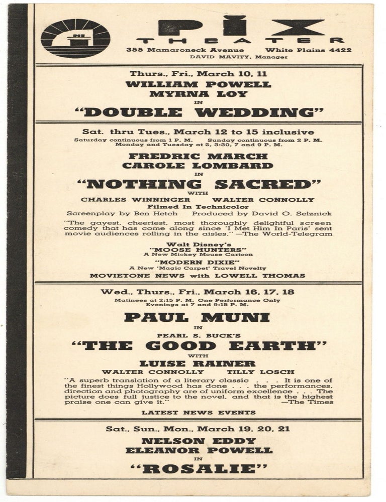 Item #599746 [21 Mailed Movie Theater Flyers]: Weekly Program Pix Theater... White Plains [New York]