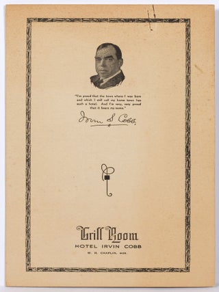 Item #602282 [Menu]: Grill Room, Hotel Irvin Cobb