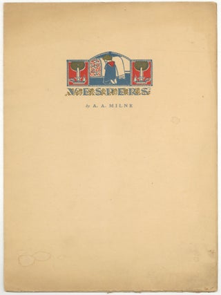 Item #602574 Vespers. A. A. MILNE