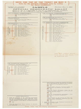 Item #602731 [Broadside]: 1964 Sample Ballot Washington DC National Committee. Frank D. REEVES,...