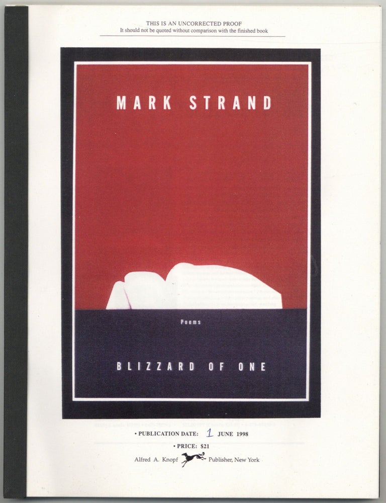 Blizzard of One: Poems. Mark STRAND.