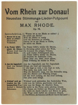 Item #603503 [Sheet Music Publisher's Advertisement]: Vom Rhein zur Donau! Neuestes...