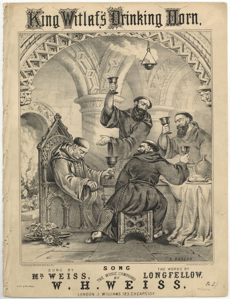 Item #603581 [Sheet music]: King Witlaf&rsquo;s Drinking Horn. words by LONGFELLOW, music by W H. Weiss, Henry Wadsworth.