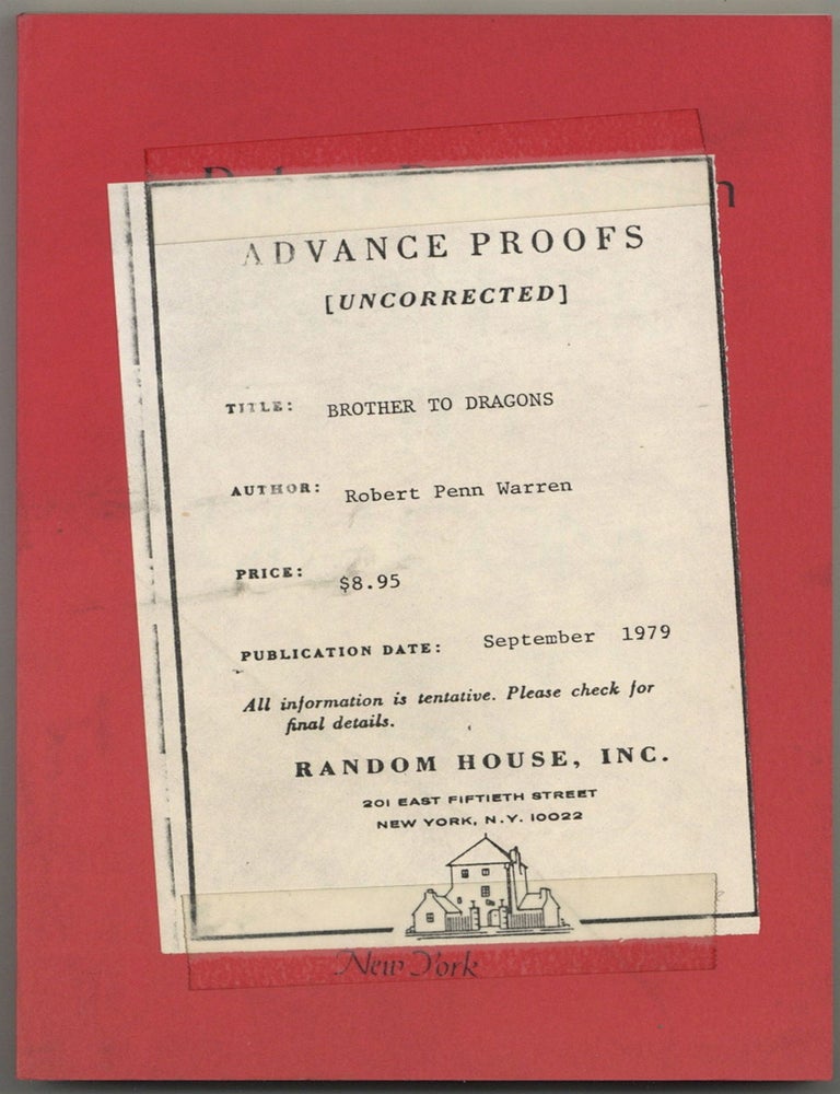 Brother to Dragons: A Tale in Verse and Voices. Robert Penn WARREN.