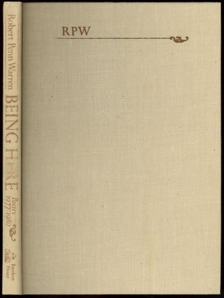 Being Here: Poetry 1977-1980. Robert Penn WARREN.