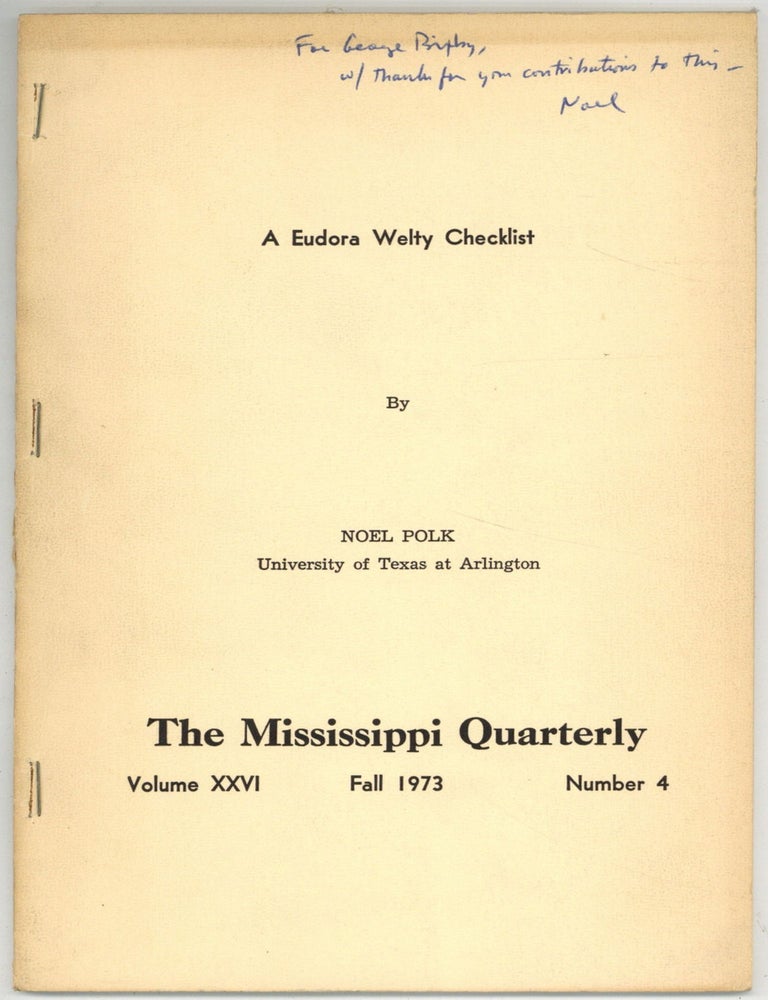 Item #605113 [Offprint]: A Eudora Welty Checklist. Noel POLK.