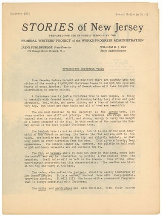 Item #605598 Introducing Christmas Trees [issued as] Stories of New Jersey &ndash; School Bulletin...