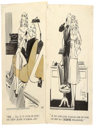 Item #605735 [Original Art]: Two Illustrations from Cuties, the Single-Panel Comic Strip. . Simms...