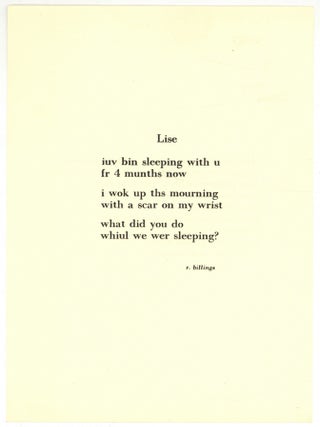 Item #605776 [Small broadside]: Lise. R. BILLINGS