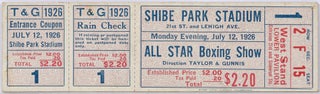 Item #606165 Unused boxing ticket, Shibe Park Stadium, Philadelphia, 1926. Benny (The Little Fish...