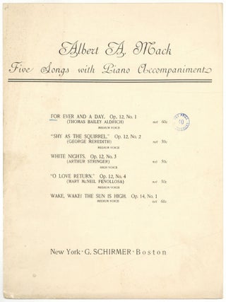 Item #606597 [Sheet music]: For Ever and A Day. Thomas Bailey ALDRICH, words by, music by Albert...