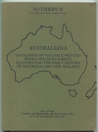 Item #606792 [Auction Catalog]: Australiana: Catalogue of Valuable Printed Books and Manuscripts...