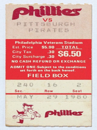 Item #606907 [Baseball ticket stub]: Philadelphia Phillies vs. Pittsburgh Pirates, May 29, 1980