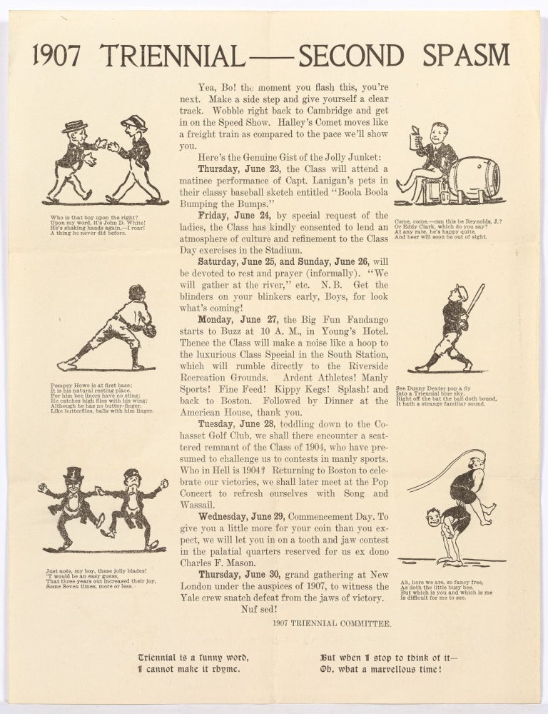 Item #607125 [Harvard broadside]: "1907 Triennial &ndash; Second Spasm"