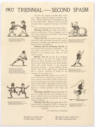 Item #607125 [Harvard broadside]: "1907 Triennial &ndash; Second Spasm&quot