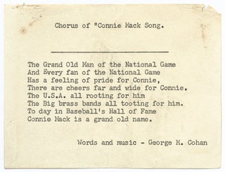Item #607147 "Chorus of "Connie Mack Song". Connie MACK, George M. Cohan