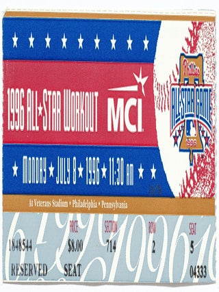 Item #607155 [Baseball ticket stub]: 1996 All Star Workout
