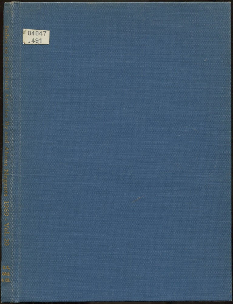 Item #607235 Index to Periodical Articles By and About Negroes (Formerly Index to Selected Periodicals) &ndash; Volume 20, 1969. Central State University Staff of the Hallie Q. Brown Memorial Library, The New York Public Library Schomburg Collection.