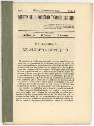 Boletin de la Sociedad "Andres del R&iacute;o" &ndash; Tomo 1, N&uacute;ms. 1-2, Setiembre 26 [y] Diciembre 20 de 1878