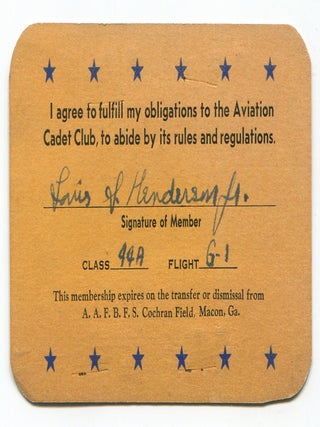 1943 Membership Card for the Aviation Cadet Club
