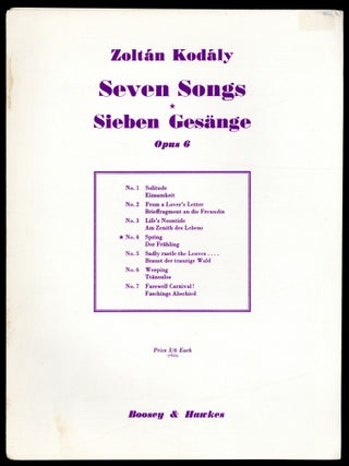 Item #608413 [Sheet music]: Spring (Der Fr&uuml;hling). words by BERZSENYI, music by Zolt&aacute;n...