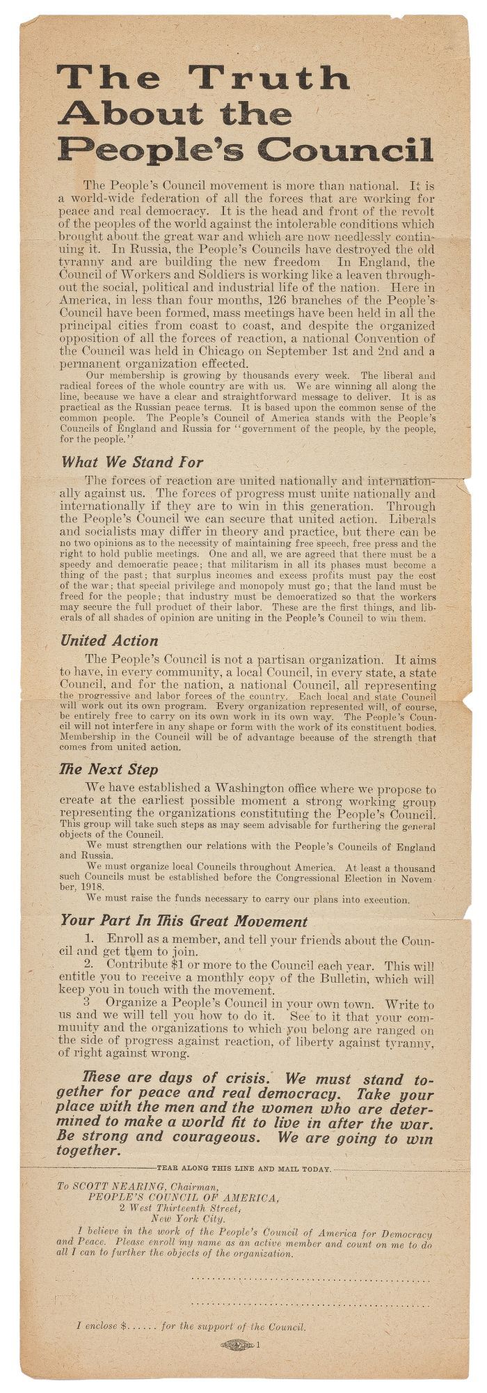 Broadside, Caption Title : The Truth About the People's Council | Scott ...